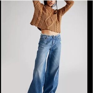 Free People Cutting Edge Camel Cable Pullover - XS